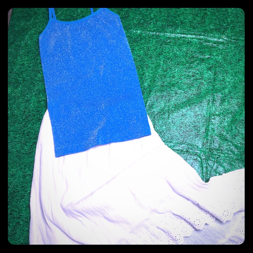 Girls white skirt with eyelet trim