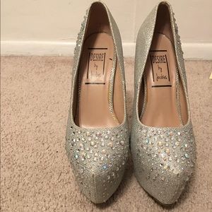 Silver rhinestone 3.5 inch heels