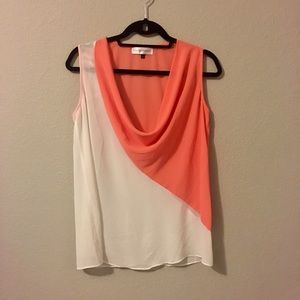 Two toned scoop neck top