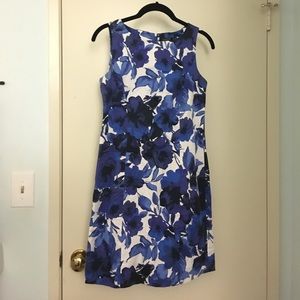 Ralph Lauren Blue Watercolor Floral Print Dress