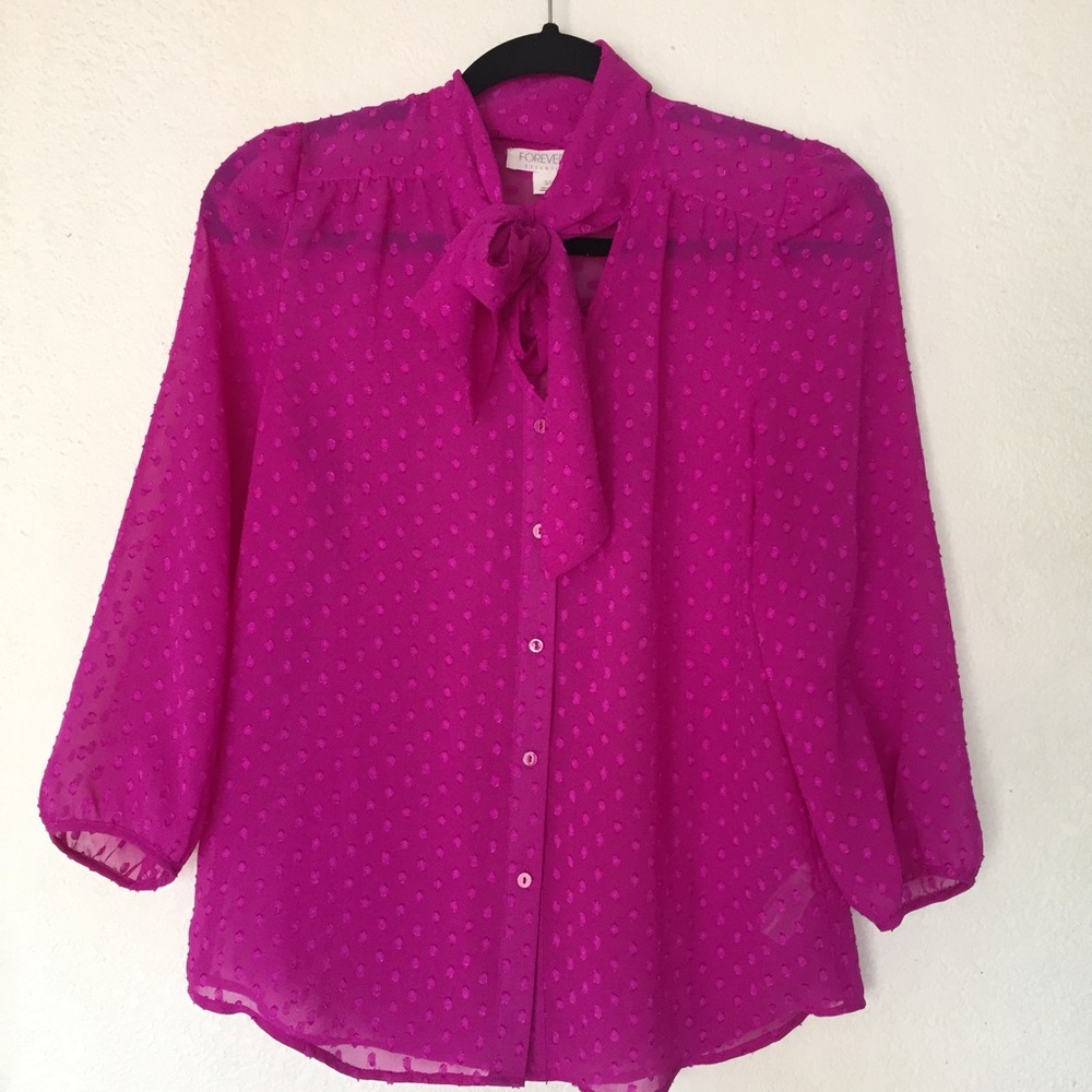 Forever 21 Purple Front Bow Blouse