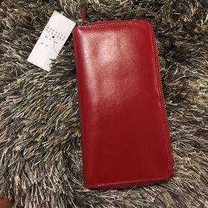Barney's New York red leather wallet NEW