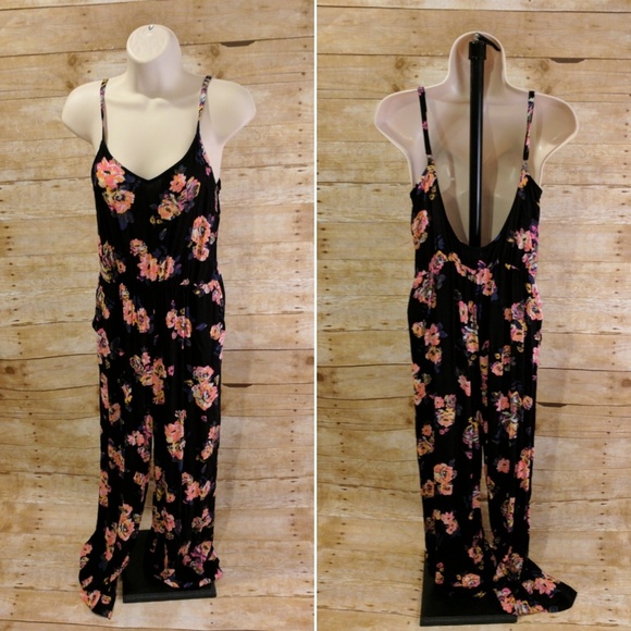 Kendall & Kylie Pants - Kendall & Kylie Dark Floral Jumpsuit