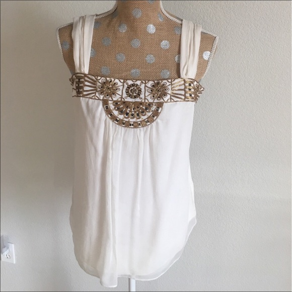 White House Black Market Tops - SALE-WHBM elegant gold embellished silky top