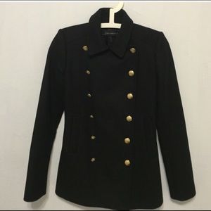 Zara women's black  peacoat with gold hardware