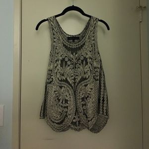 Black and gold lace tank