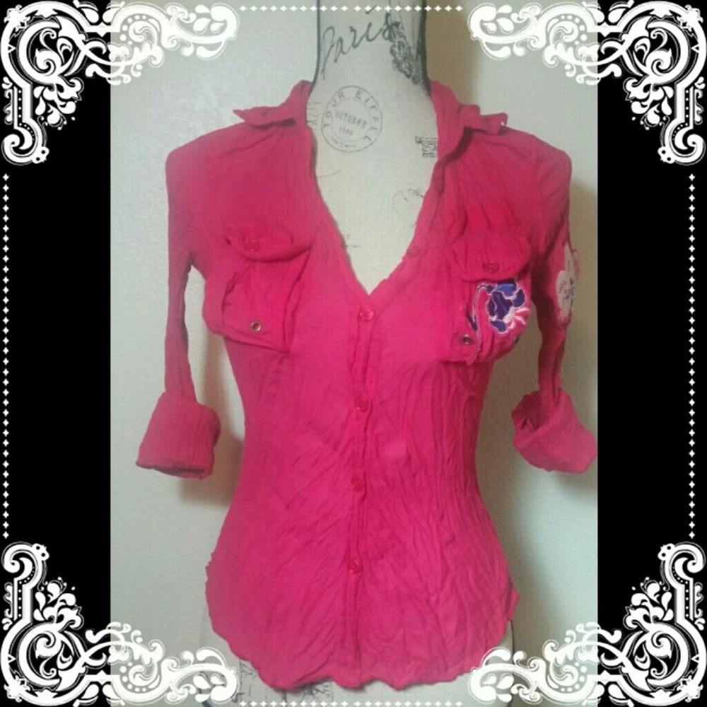 Pink button up shirt