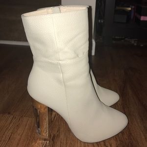 White "leather" with actual clear heel