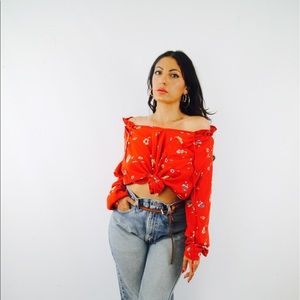 Rebecca Taylor Tops - Rebecca Taylor Silk Off Shoulder Red Floral Top Rebecca Taylor Tops - Rebecca Taylor Silk Off Shoulder Red Floral Top
