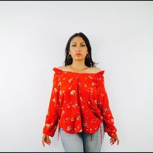 Rebecca Taylor Tops - Rebecca Taylor Silk Off Shoulder Red Floral Top Rebecca Taylor Tops - Rebecca Taylor Silk Off Shoulder Red Floral Top