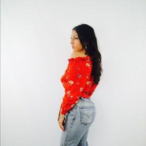 Rebecca Taylor Tops - Rebecca Taylor Silk Off Shoulder Red Floral Top Rebecca Taylor Tops - Rebecca Taylor Silk Off Shoulder Red Floral Top