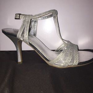 Kenneth Cole Sparkly Silver Heels