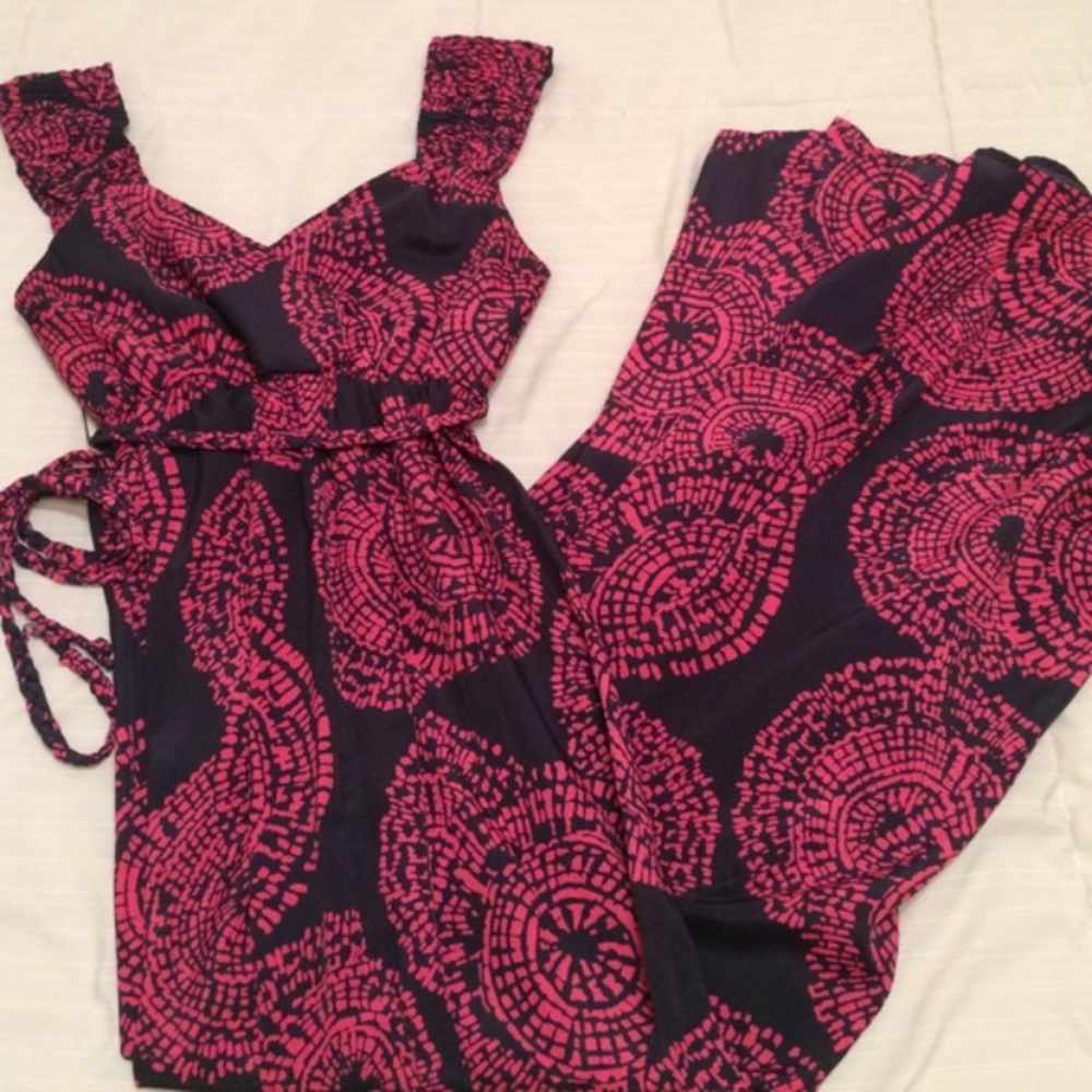 Pink & Navy Maxi Dress