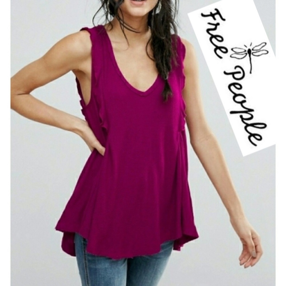 FREE PEOPLE "bondi" waffle top - Picture 1 of 8