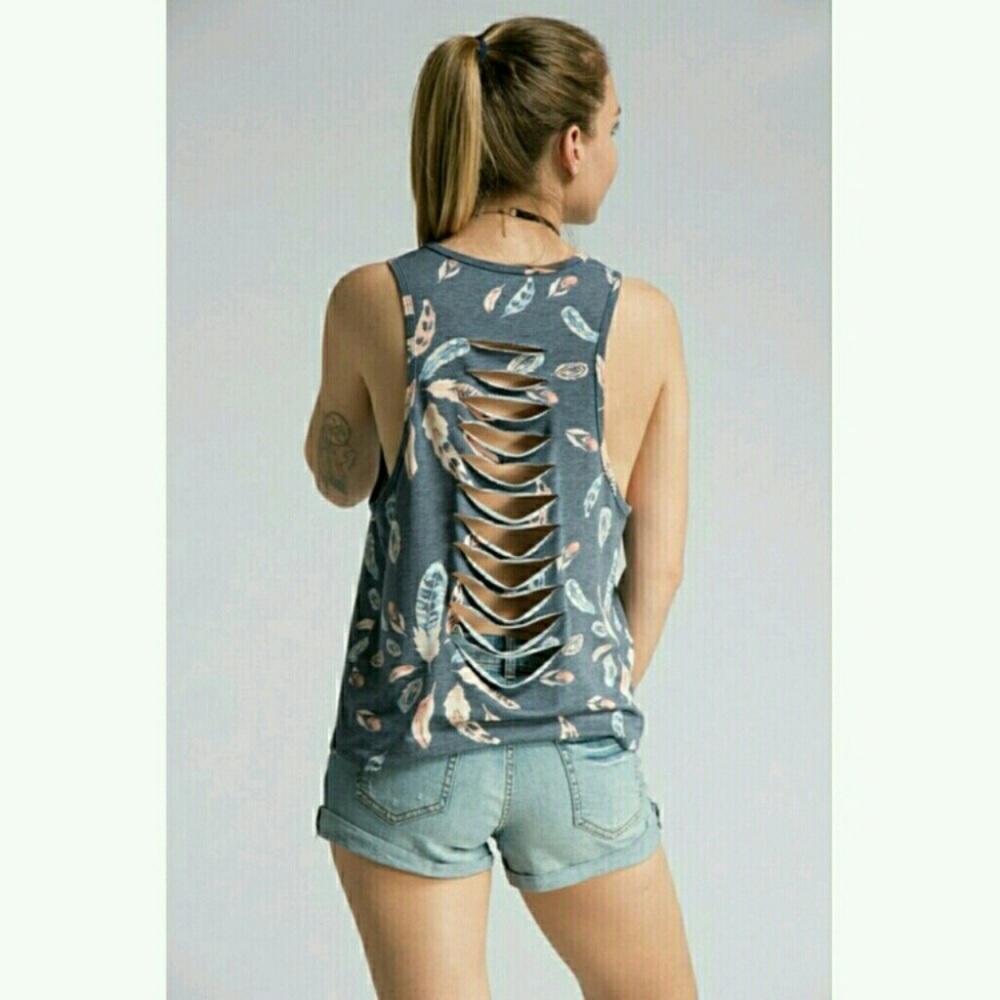 Distressed Back Feather Tank