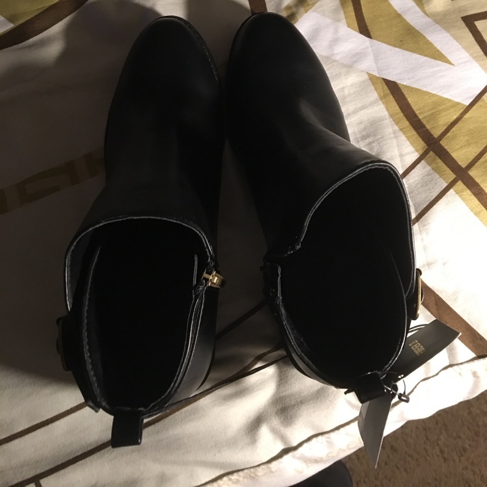 Black leather booties