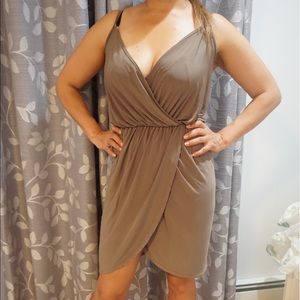 Stylish Brown Wrap Mini Dress