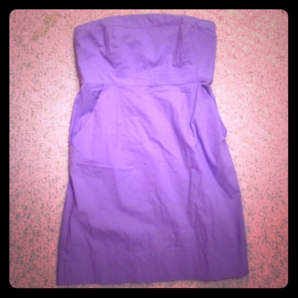 Purple Strapless Dress with Pockets