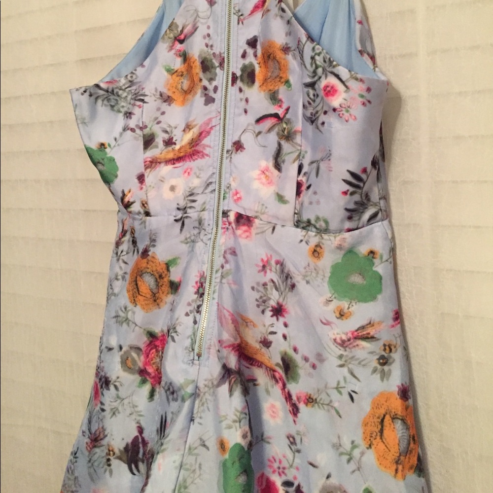 SPRING Baby blue floral holographic print dress - Picture 4 of 5