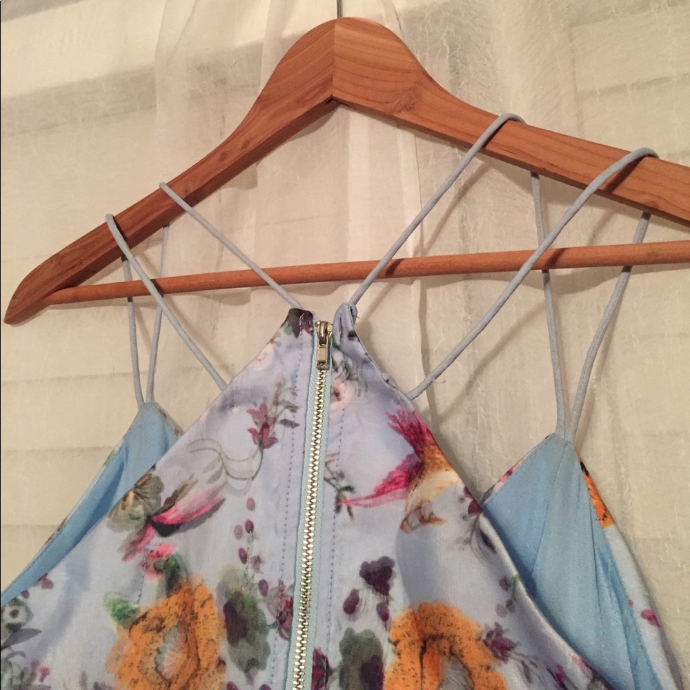 SPRING Baby blue floral holographic print dress - Picture 5 of 5