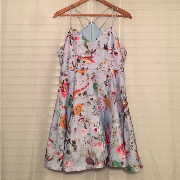 Dresses & Skirts - SPRING Baby blue floral holographic print dress