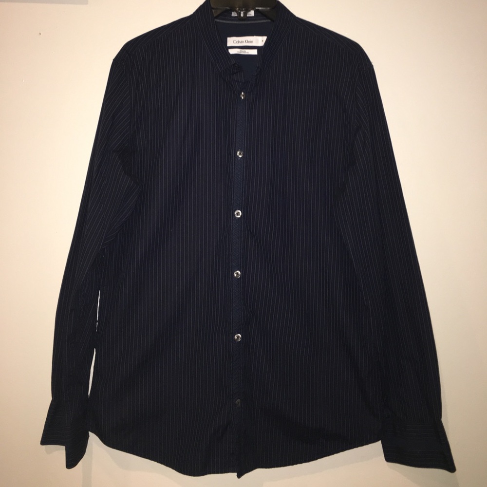 Calvin Klein Slim Fit Navy Button Down Shirt