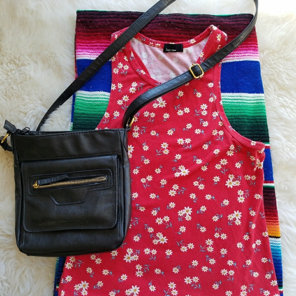 Red floral high neck tank