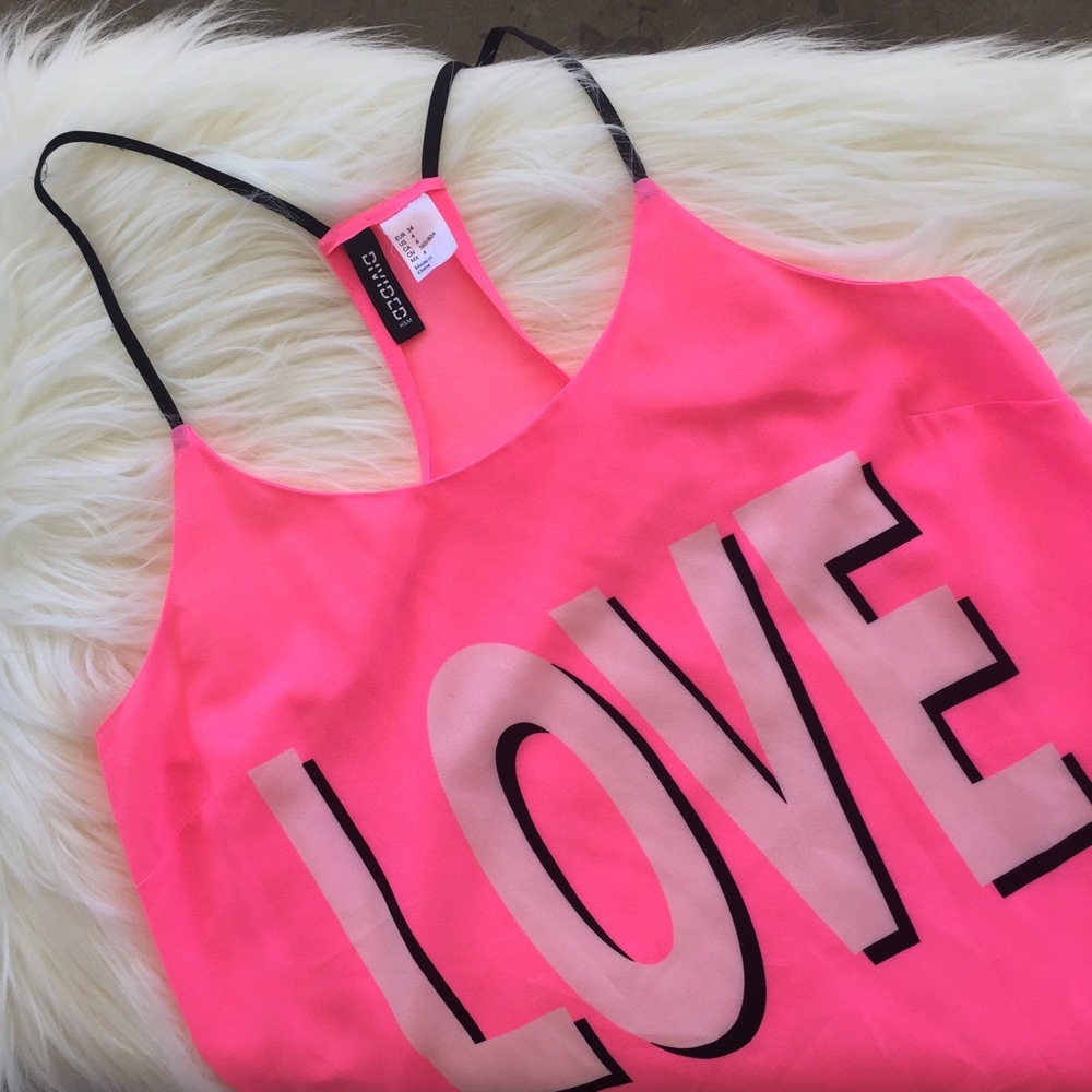 H&M Pink LOVE Tank - Picture 2 of 6
