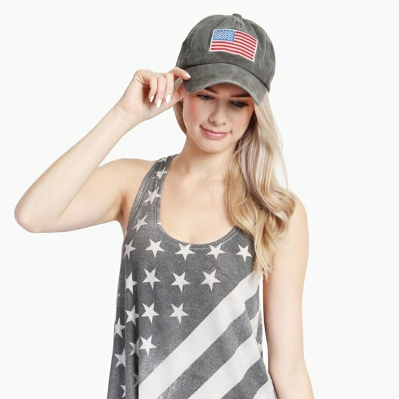 AMERICAN FLAG EMBROIDERED WASHED CAP - Picture 4 of 7