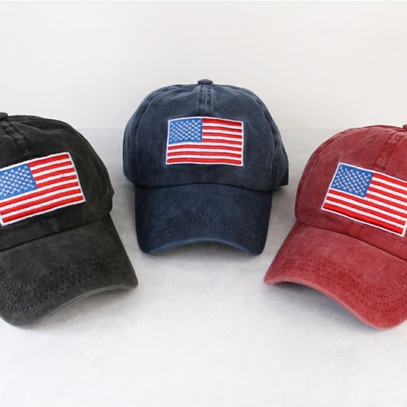 AMERICAN FLAG EMBROIDERED WASHED CAP - Picture 2 of 7