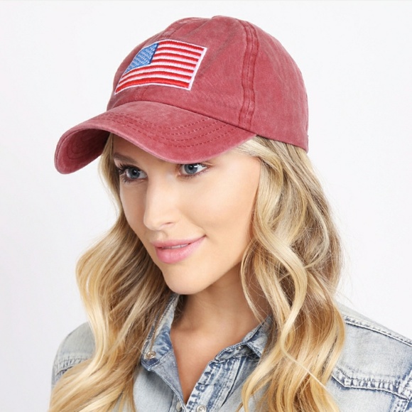 AMERICAN FLAG EMBROIDERED WASHED CAP - Picture 3 of 7