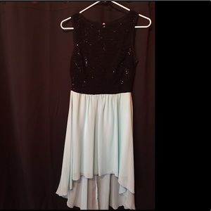 Black And Teal High-Low Dress