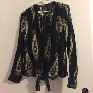 Paisley Print Front Tie Lucky Brand Shirt