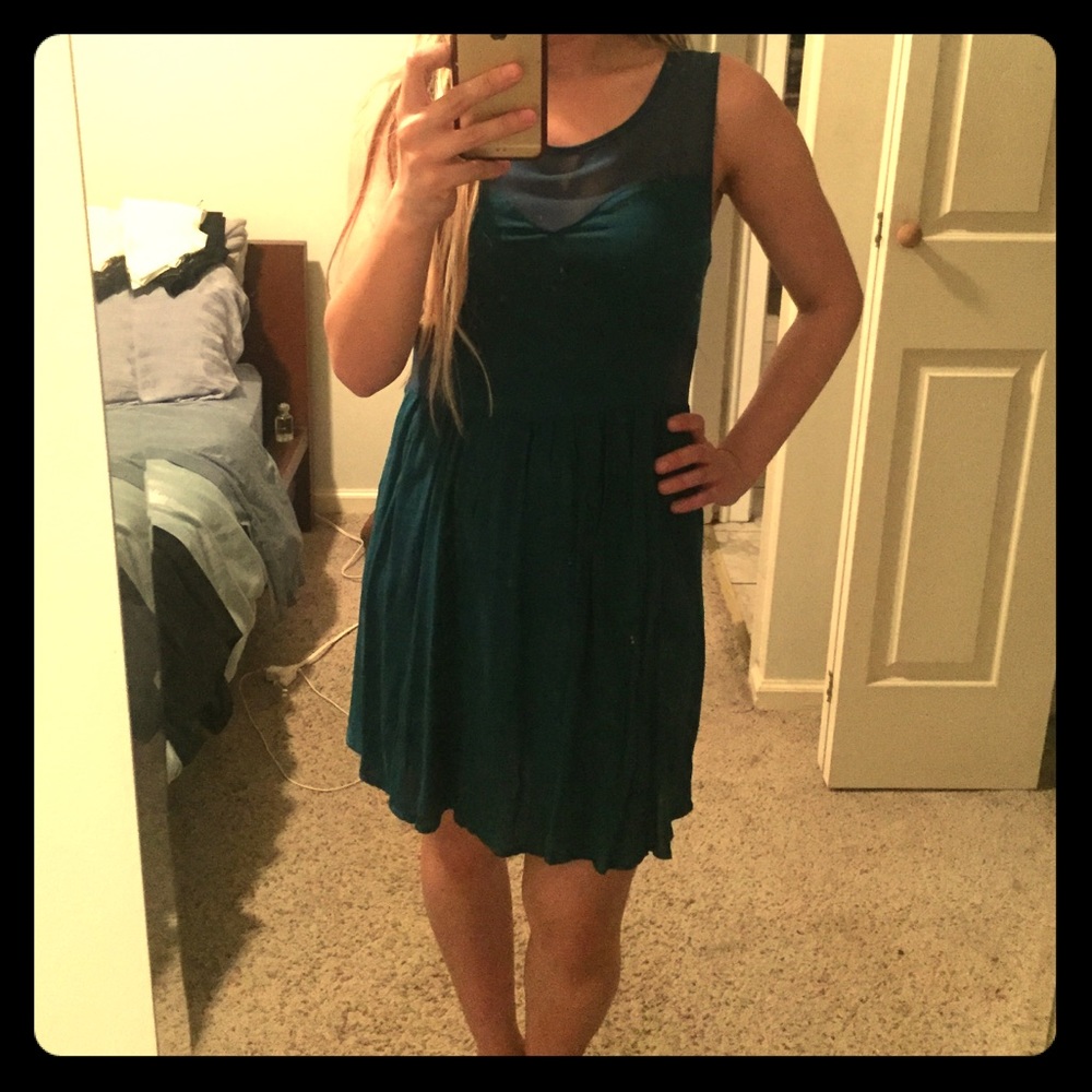 BNWT teal dress with mesh cut-outs