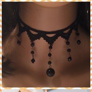 Last! Sexy Gothic Victorian Beaded Lace Choker Handmade