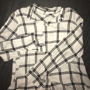 White and Black Plaid Flannel - Old Navy