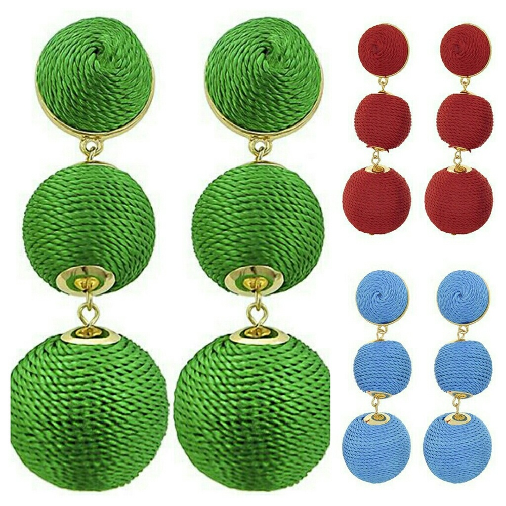 Vibrant Threaded Balls Earrings EXCELLENT QUALITY