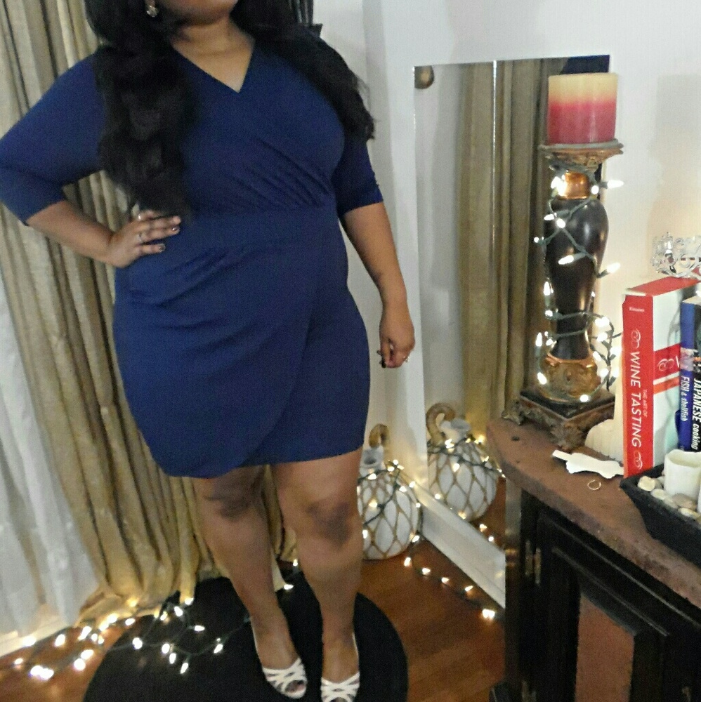 Navy blue cross mini dress