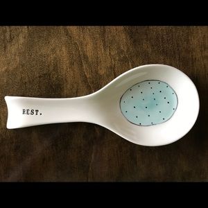 Rae Dunn blue polka dot spoon rest