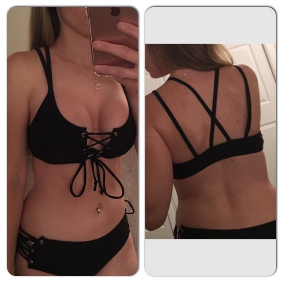 Black Bikini Lace Up 1 SMALL LEFT - Picture 3 of 4