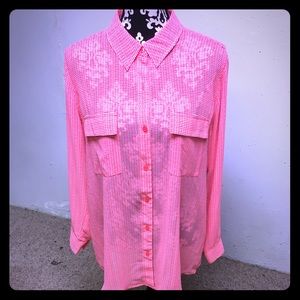NWT a.n.a Bright pink long sleeve button up.