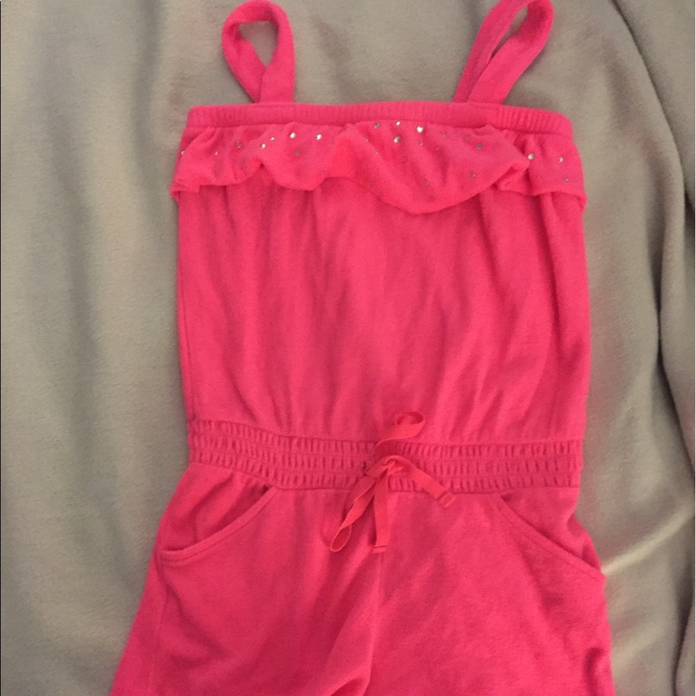 Pink swim coverup /shorts terry cloth one piece