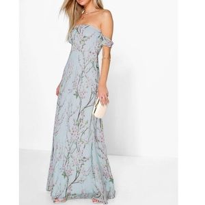 BRAND NEW Off the shoulder blue floral maxi dress