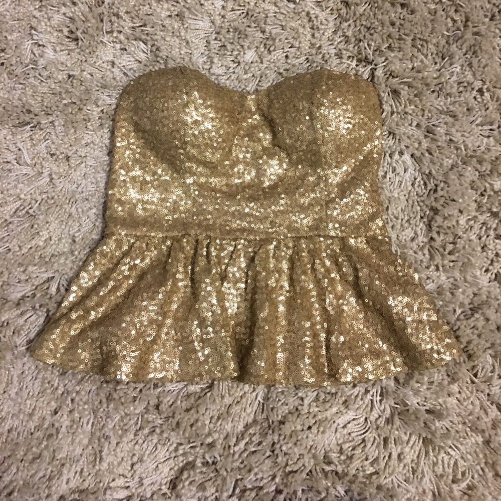 Gold Sequin Forever 21 Strapless Top