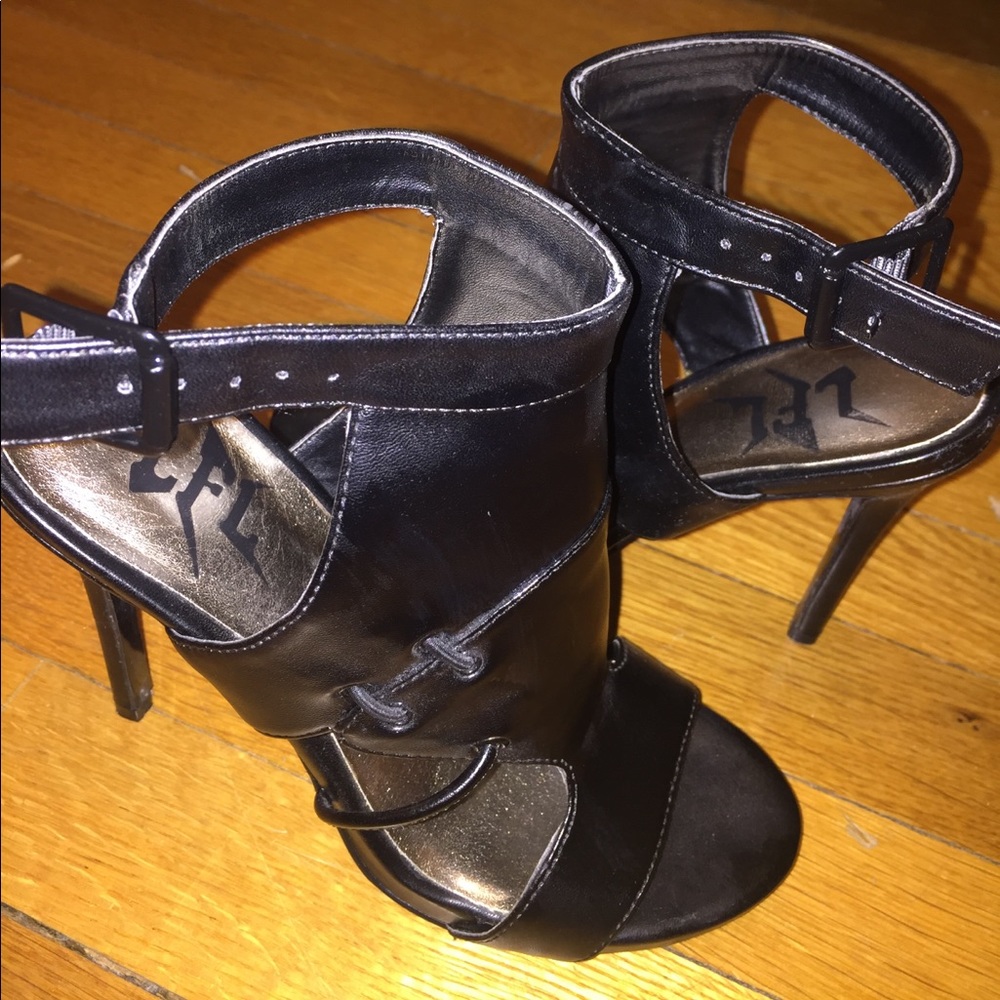 Sexy Black ankle strap Stilettos