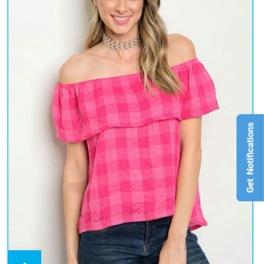 Plaid Off Shoulder Top