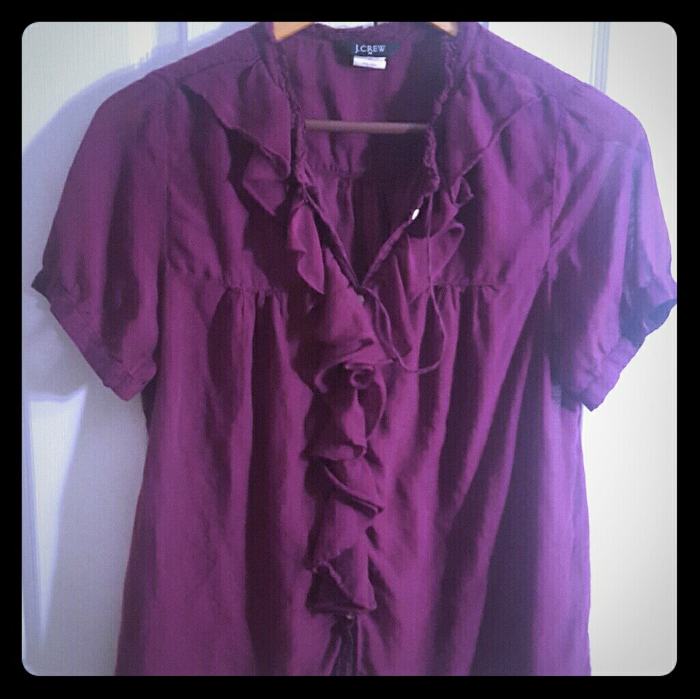 J. Crew purple semi-sheer silk/cotton blouse