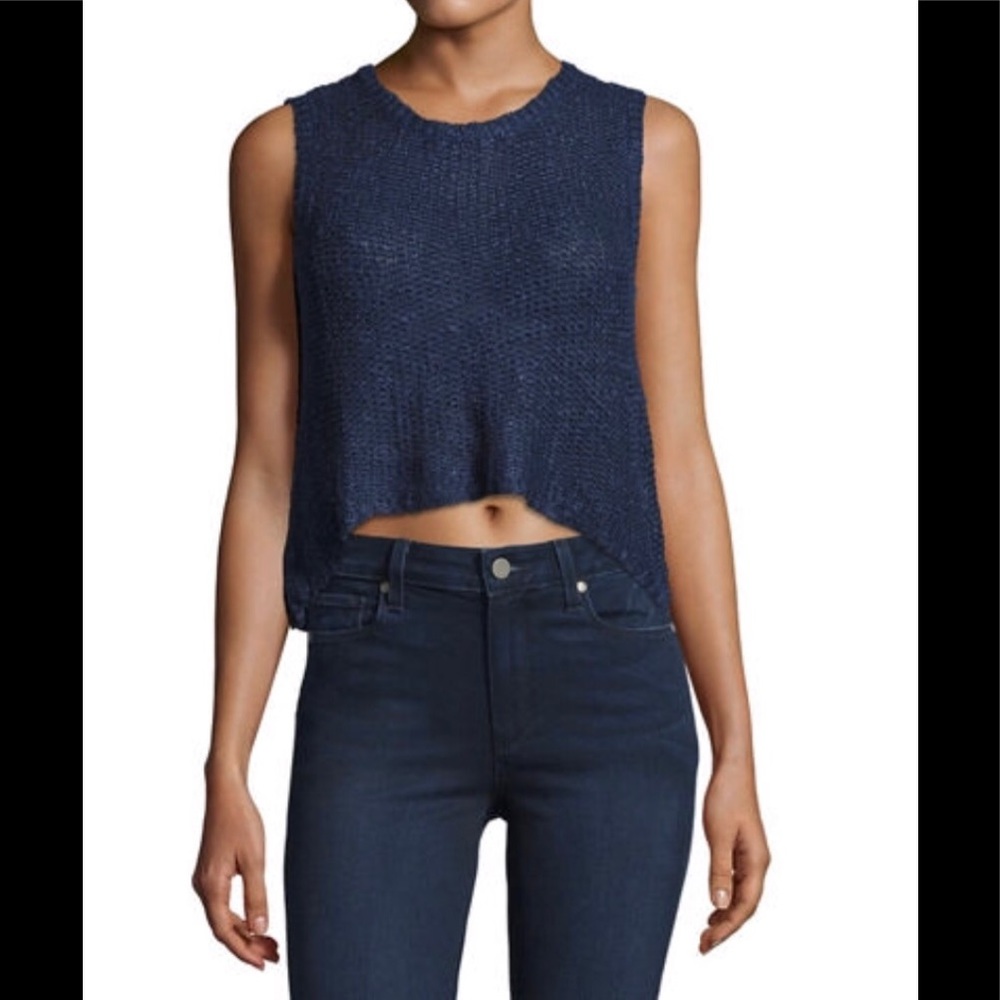 Bishop + Young Cropped Sweater Top, Sapphire Blue - Picture 1 of 2