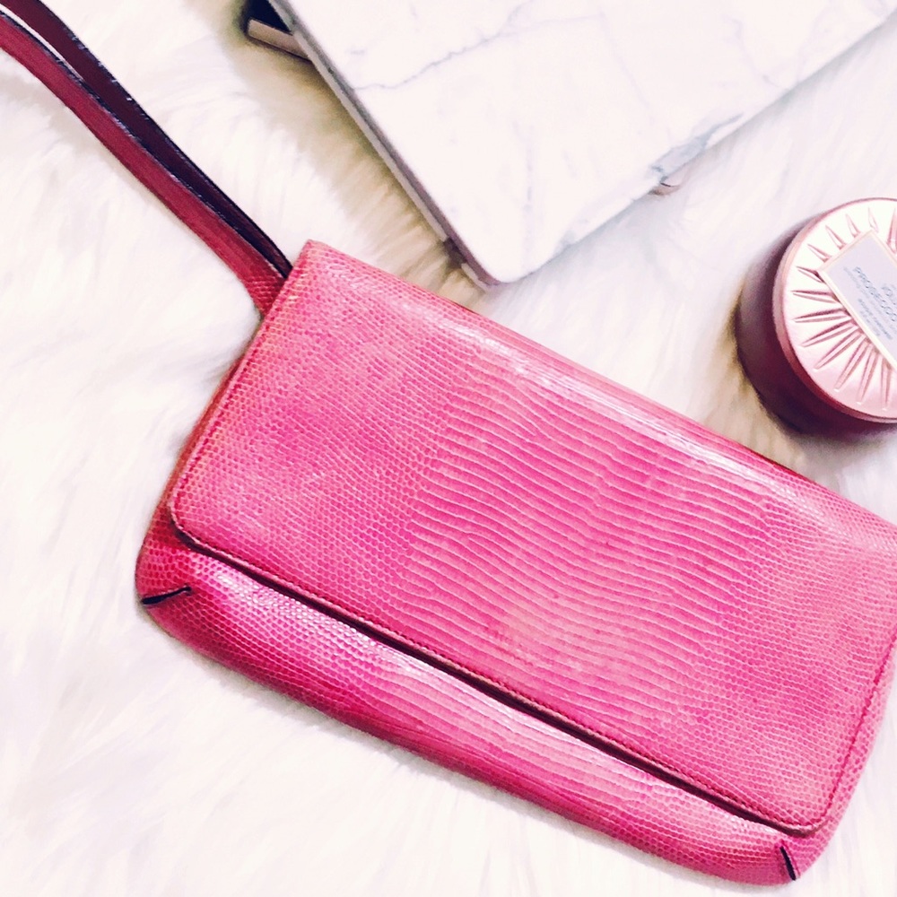 Vintage Pink Croc Print Kate Spade Clutch