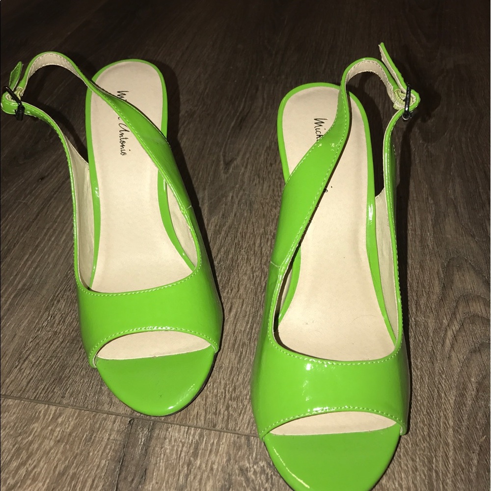 Lime Green peep toe heels